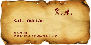 Kali Adrián névjegykártya